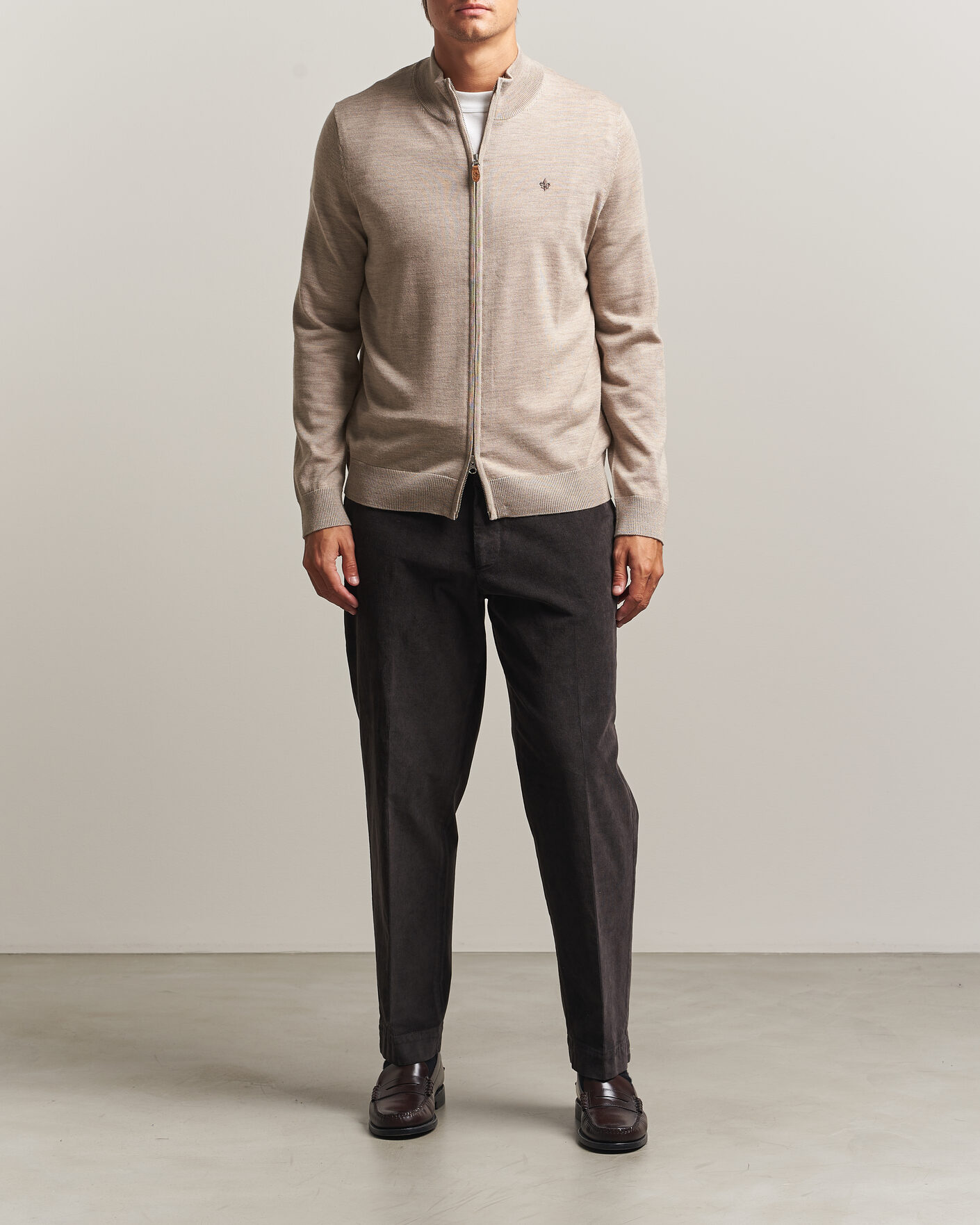 Homme | Pulls Et Tricots | Morris | Merino Full Zip Cardigan Khaki