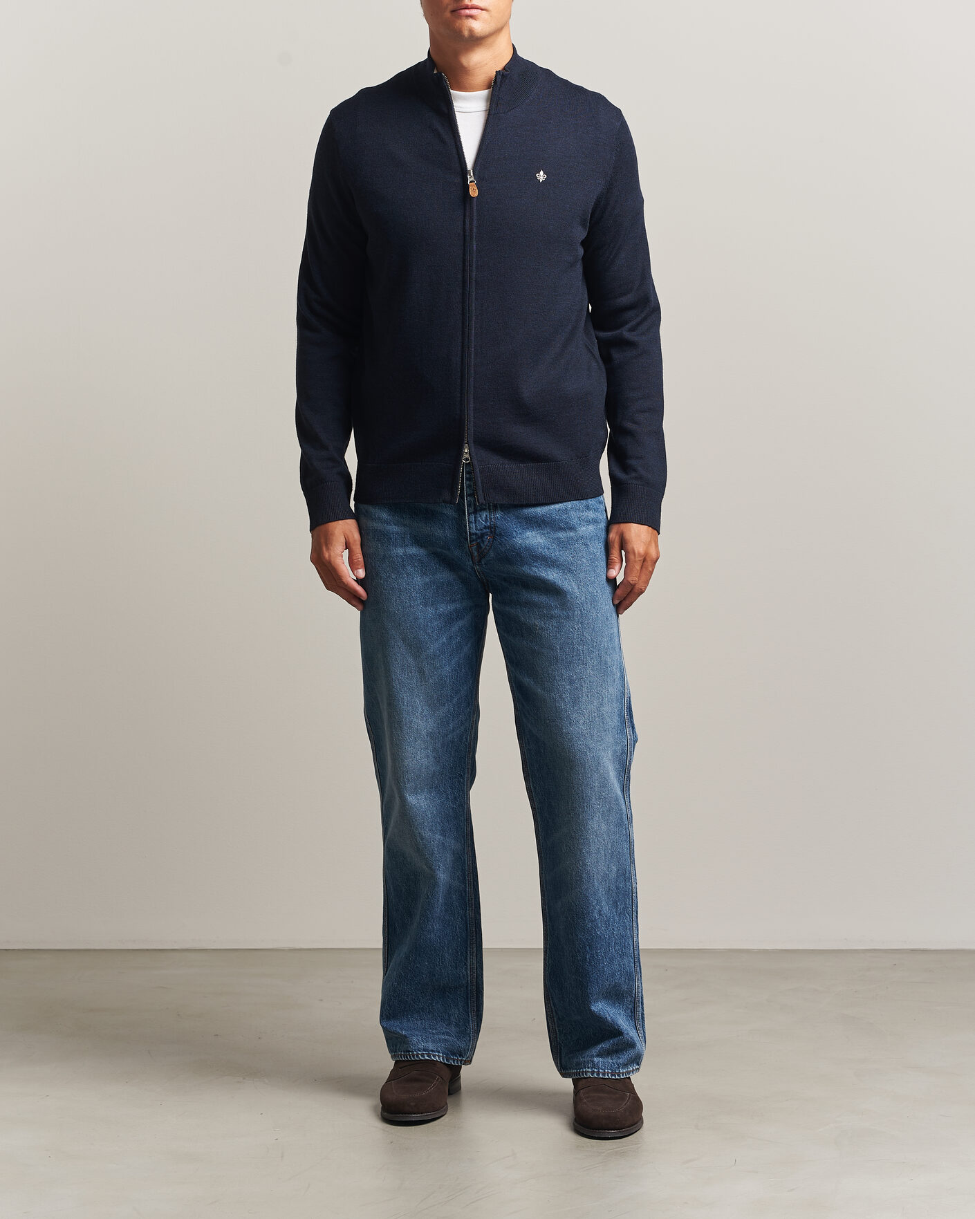 Homme | Pulls Et Tricots | Morris | Merino Full Zip Cardigan Navy