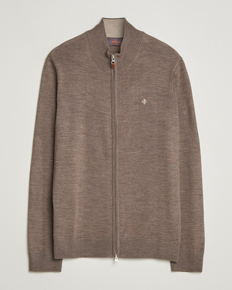 Homme | Pulls Et Tricots | Morris | Merino Full Zip Cardigan Brown