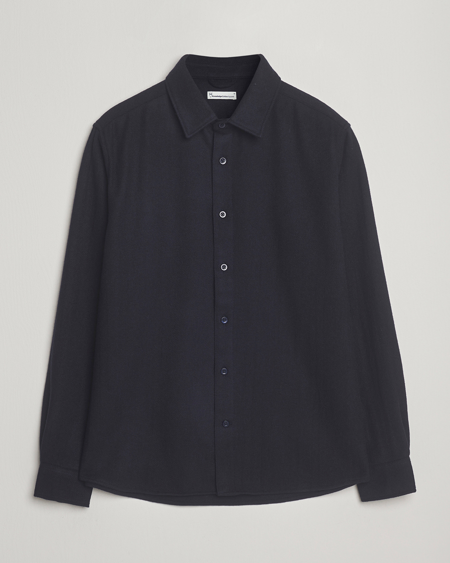 Homme | Chemises | KnowledgeCotton Apparel | Merino Wool Overshirt Night Sky