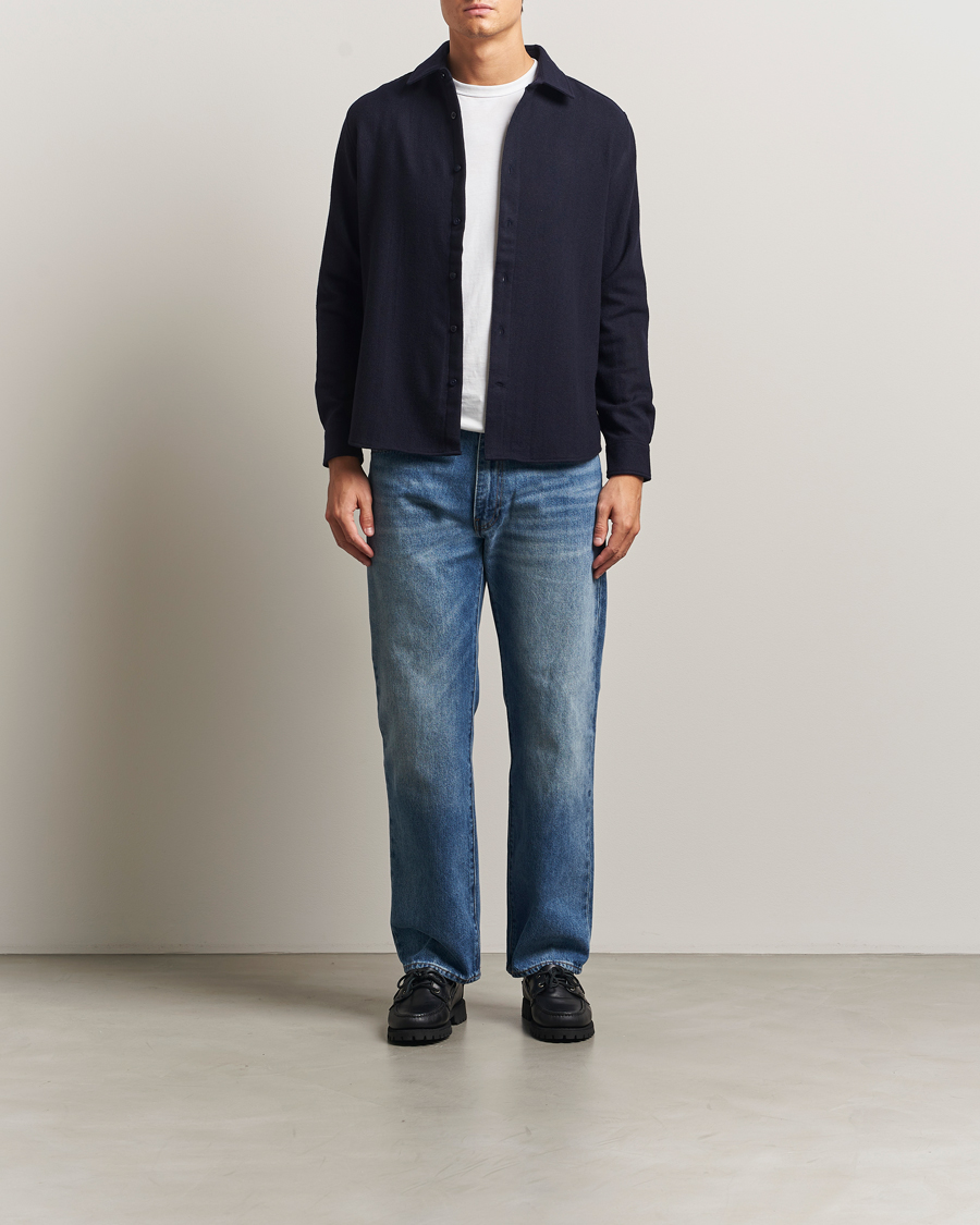 Homme | Chemises | KnowledgeCotton Apparel | Merino Wool Overshirt Night Sky