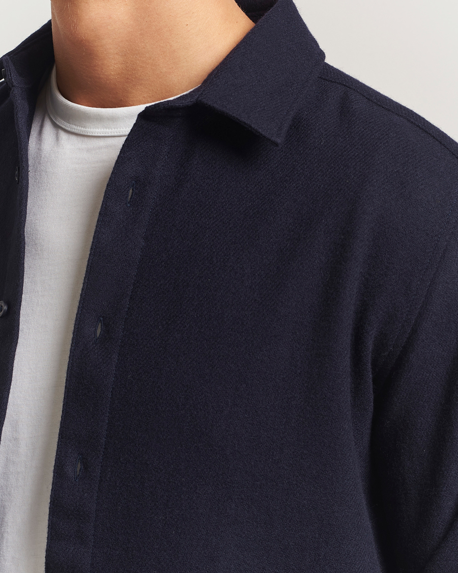 Homme | Chemises | KnowledgeCotton Apparel | Merino Wool Overshirt Night Sky