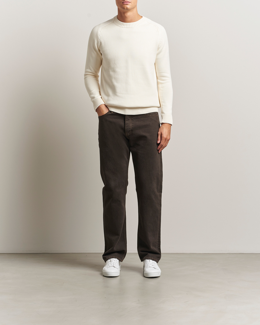 Homme | Pulls Et Tricots | KnowledgeCotton Apparel | Plain Knitted Cotton Crewneck Egret