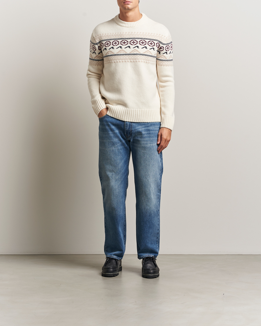 Homme | Pulls Et Tricots | KnowledgeCotton Apparel | Lambswool Knitted Crewneck Egret