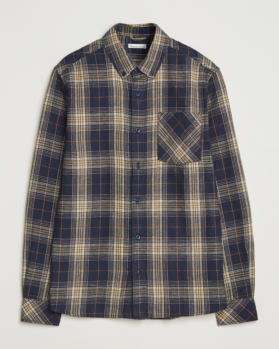 Homme | Chemises | KnowledgeCotton Apparel | Checked Flannel Shirt Navy/Green