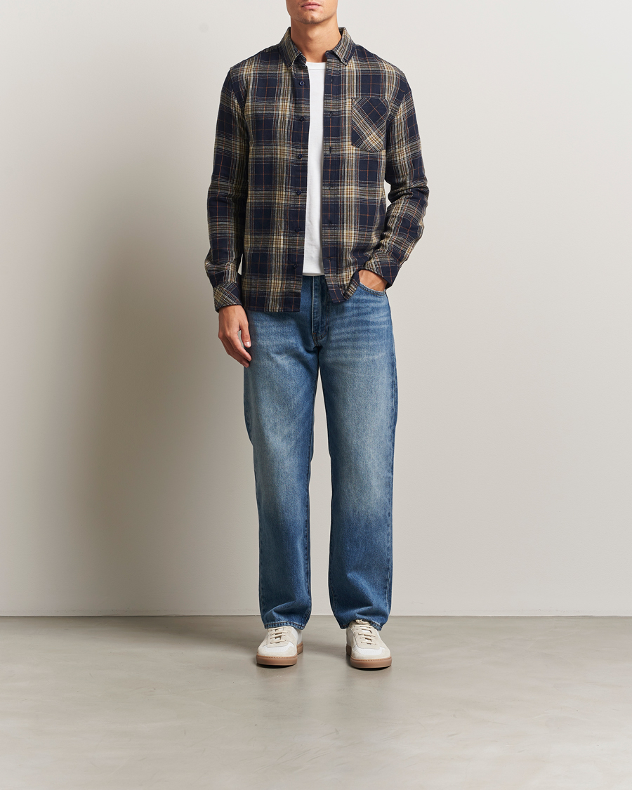 Homme | Chemises | KnowledgeCotton Apparel | Checked Flannel Shirt Navy/Green