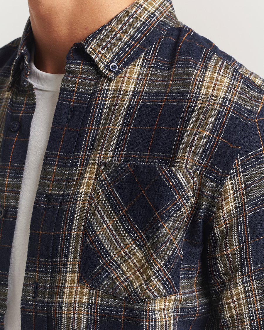 Homme | Chemises | KnowledgeCotton Apparel | Checked Flannel Shirt Navy/Green