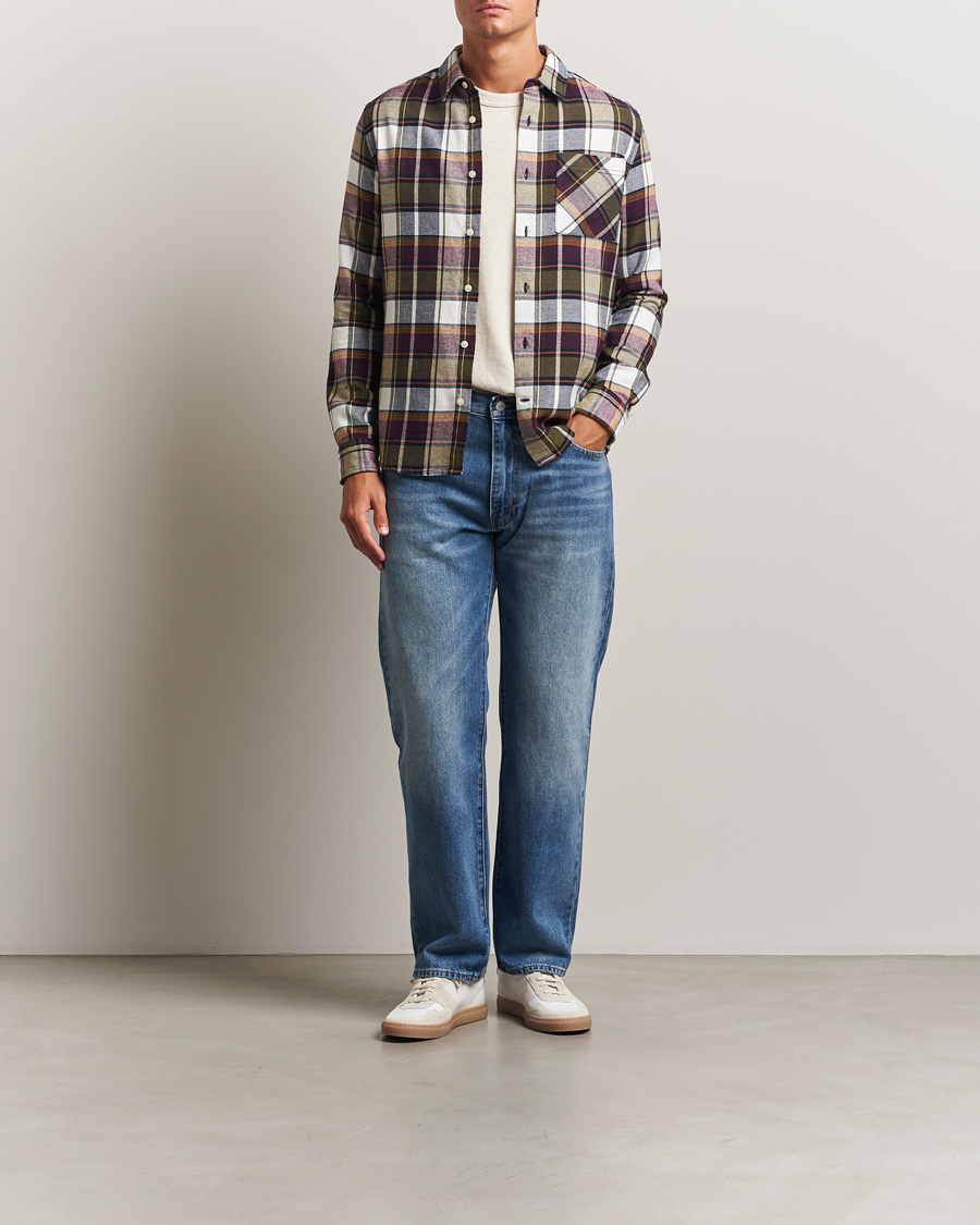 Homme | Chemises | KnowledgeCotton Apparel | Cotton Checked Flannel Shirt Green