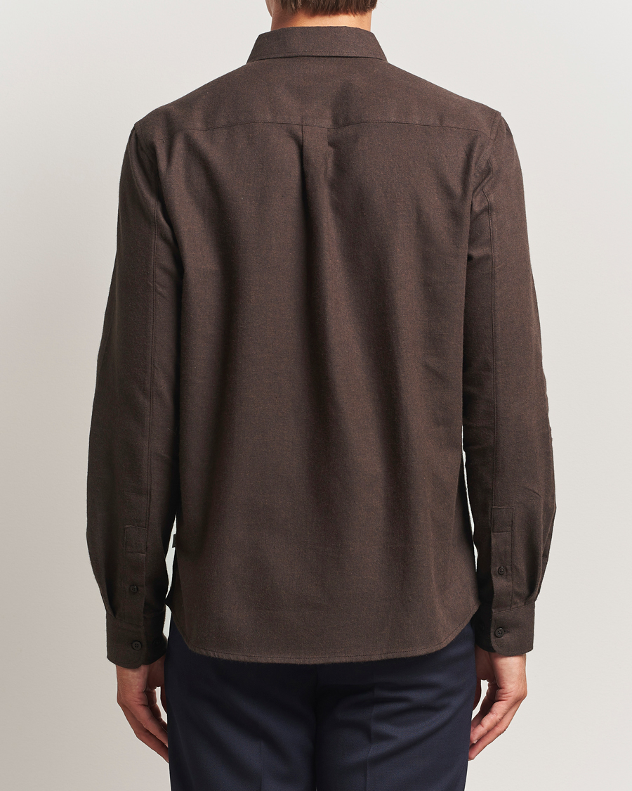 Homme | Chemises | KnowledgeCotton Apparel | Regular Fit Melange Flannel Shirt Chocolate