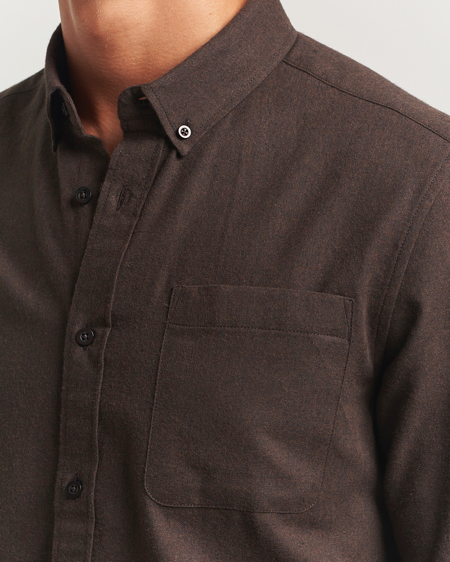Homme | Chemises | KnowledgeCotton Apparel | Regular Fit Melange Flannel Shirt Chocolate
