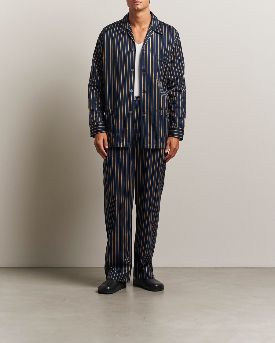 Homme | Peignoirs Et Pyjamas | Derek Rose | Striped Cotton Pyjama Set Navy