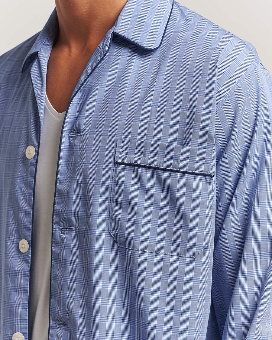 Homme | Peignoirs Et Pyjamas | Derek Rose | Piped Cotton Pyjama Set Light Blue
