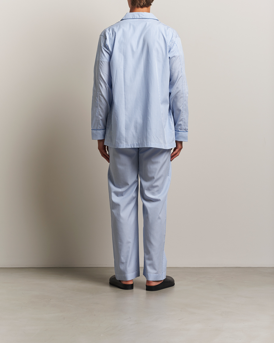 Homme | Peignoirs Et Pyjamas | Derek Rose | Striped Piped Cotton Pyjama Set Blue/White