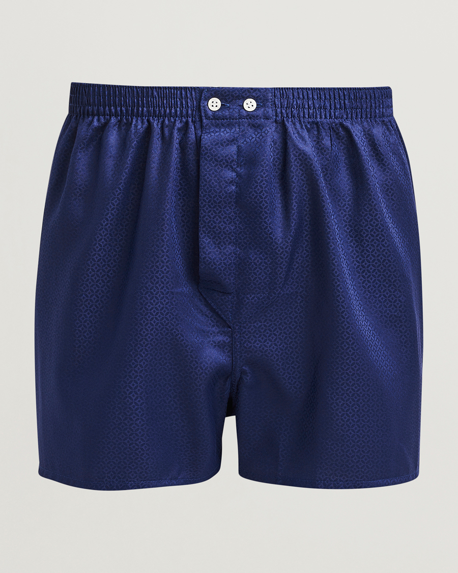 Homme | Sous-Vêtements Et Chaussettes | Derek Rose | Classic Fit Woven Cotton Boxer Shorts Navy