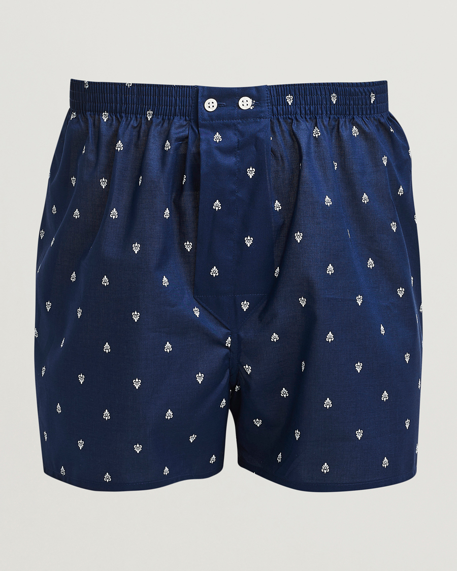 Homme | Sous-Vêtements Et Chaussettes | Derek Rose | Classic Fit Woven Cotton Boxer Shorts Navy