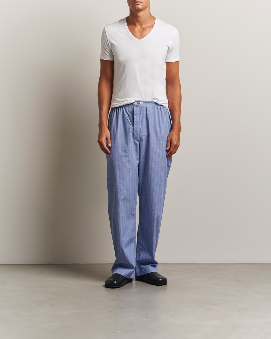 Homme | T-shirts | Derek Rose | Pima Cotton V-Neck T-Shirt White