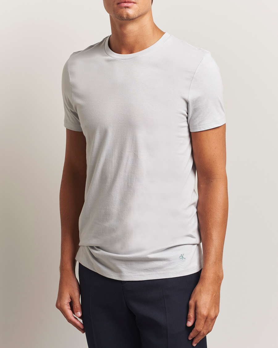 Homme | T-shirts | Calvin Klein | 3-Pack Cotton Crew Neck T-Shirt Blue/Grey/Green