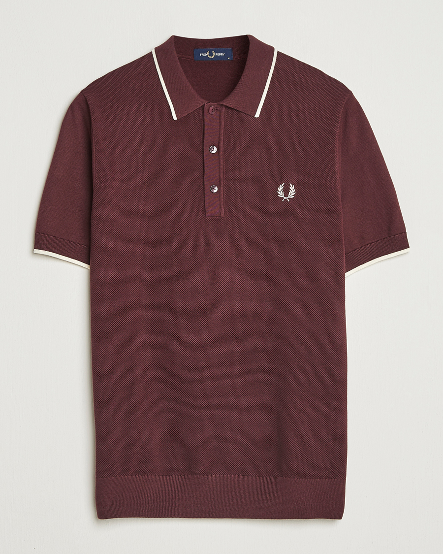 Homme | Polos | Fred Perry | Pique Knitted Tipped Polo Oxblood