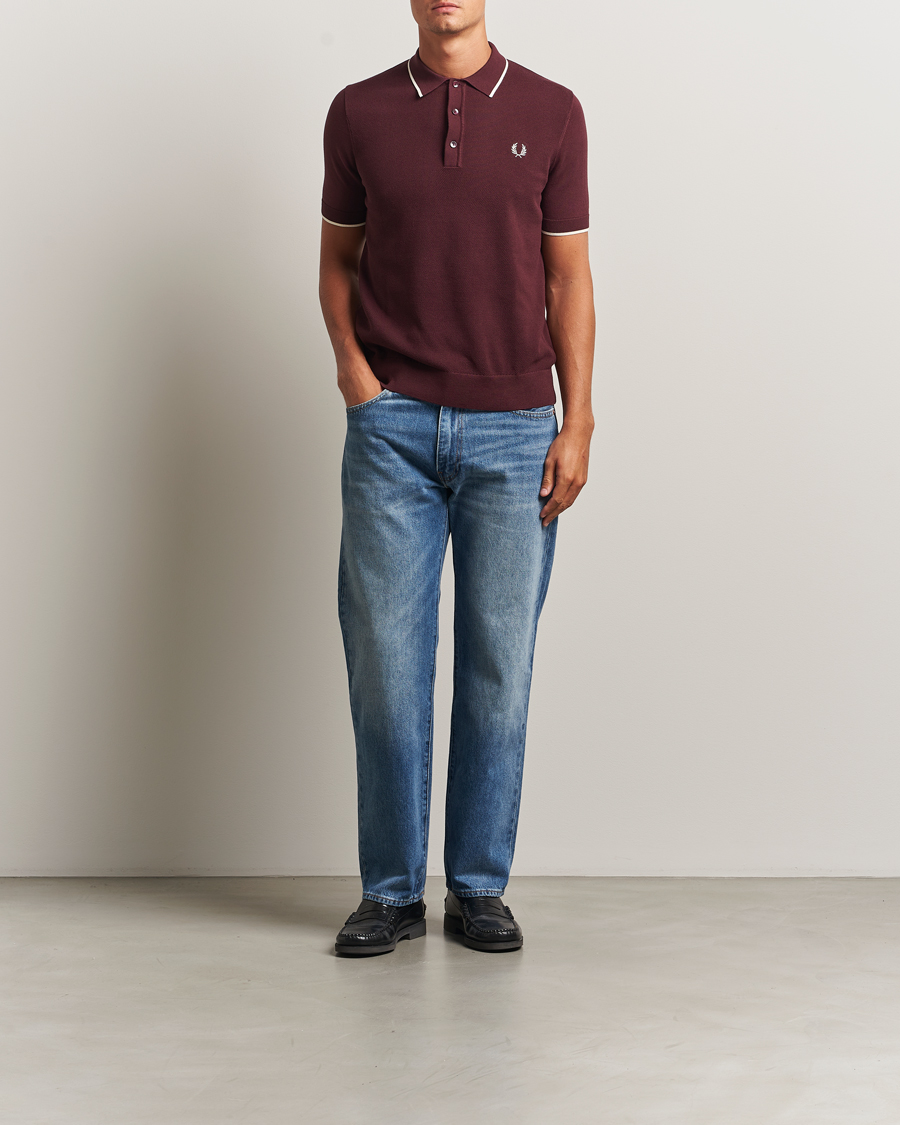 Homme | Polos | Fred Perry | Pique Knitted Tipped Polo Oxblood