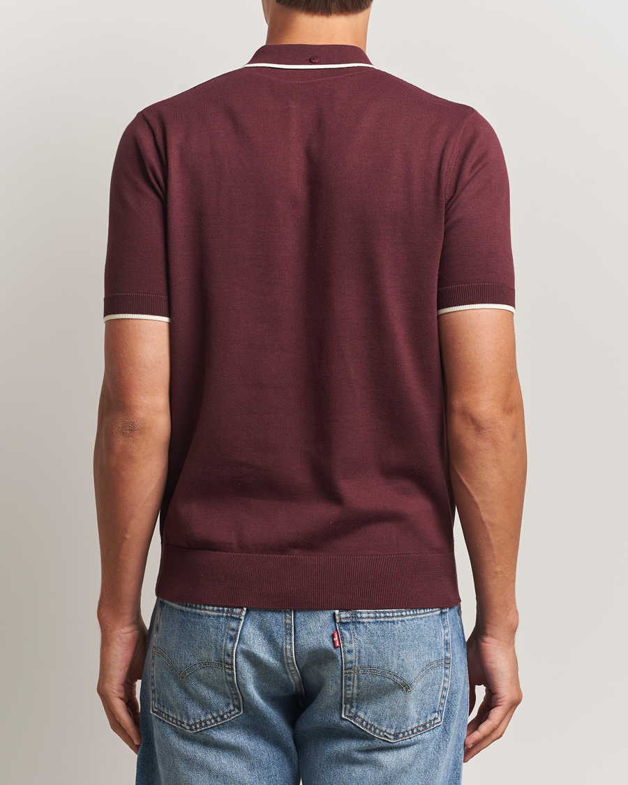 Homme | Polos | Fred Perry | Pique Knitted Tipped Polo Oxblood