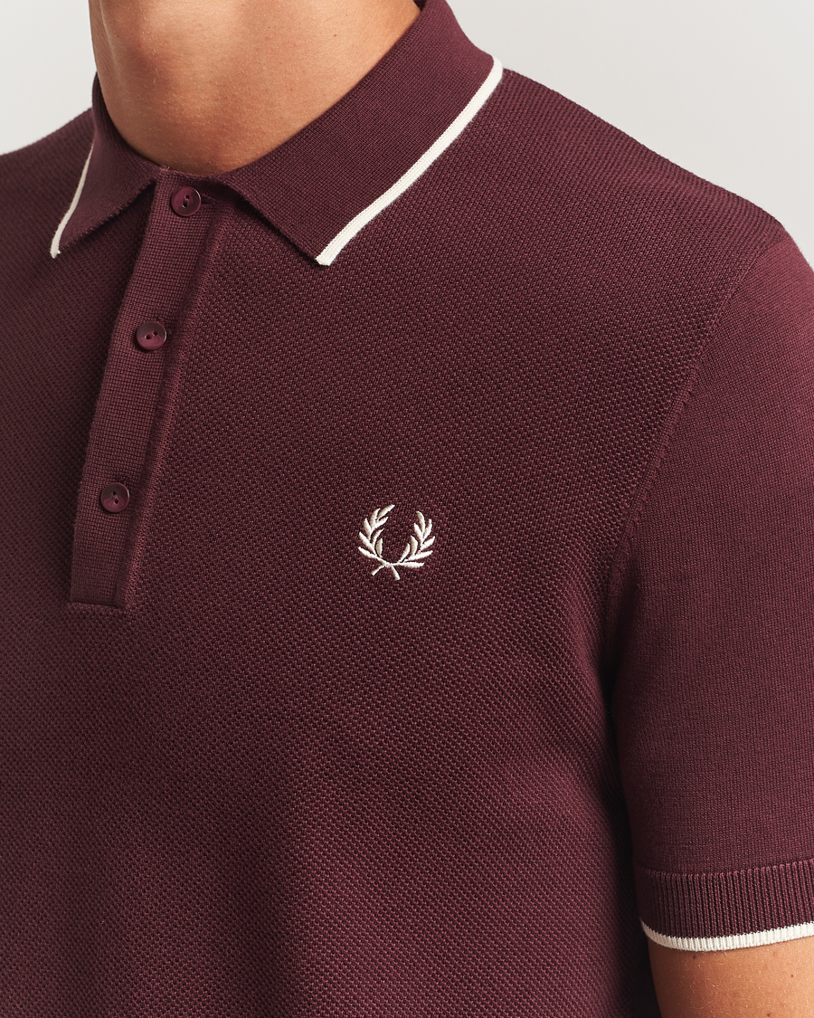 Homme | Polos | Fred Perry | Pique Knitted Tipped Polo Oxblood