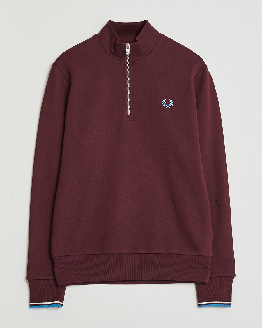 Homme | Pulls Et Tricots | Fred Perry | Half Zip Sweatshirt Oxblood