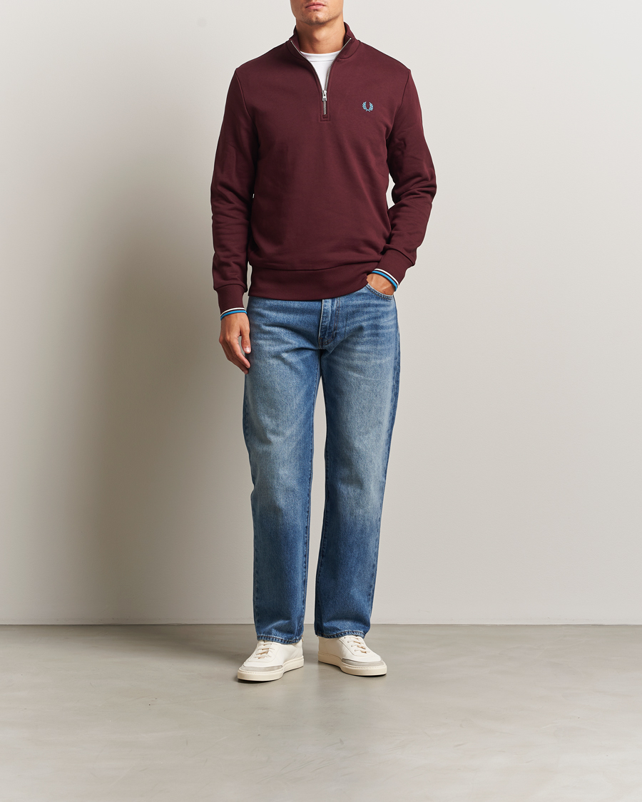 Homme | Pulls Et Tricots | Fred Perry | Half Zip Sweatshirt Oxblood