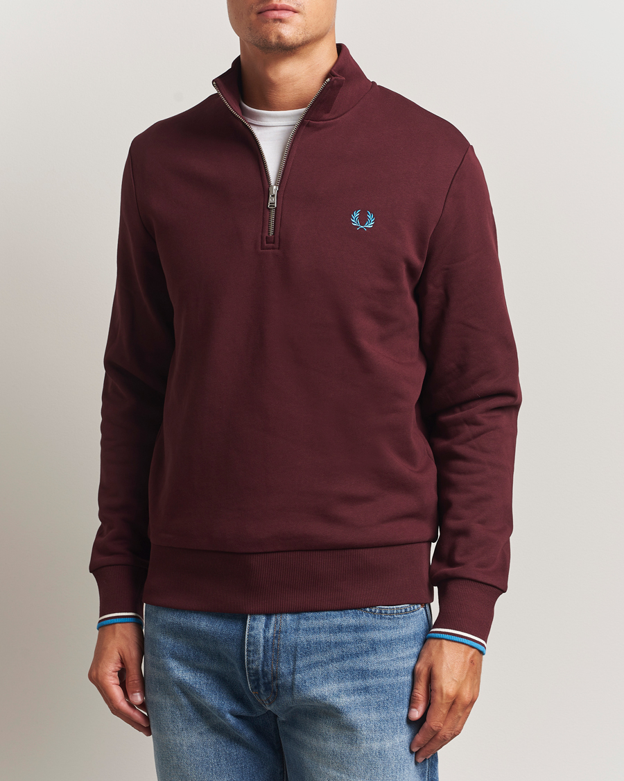 Homme | Pulls Et Tricots | Fred Perry | Half Zip Sweatshirt Oxblood