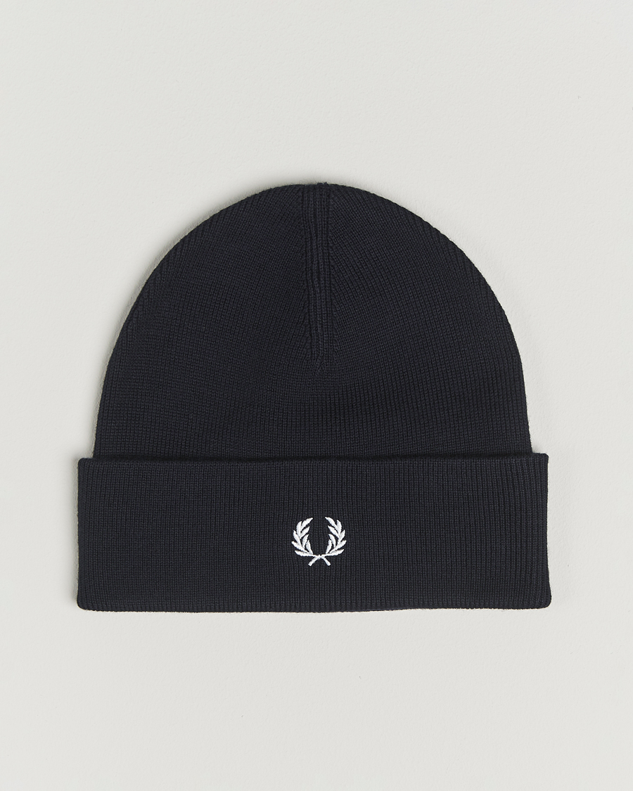 Homme | Fred Perry Merino Wool Beanie Navy | Fred Perry | Merino Wool Beanie Navy