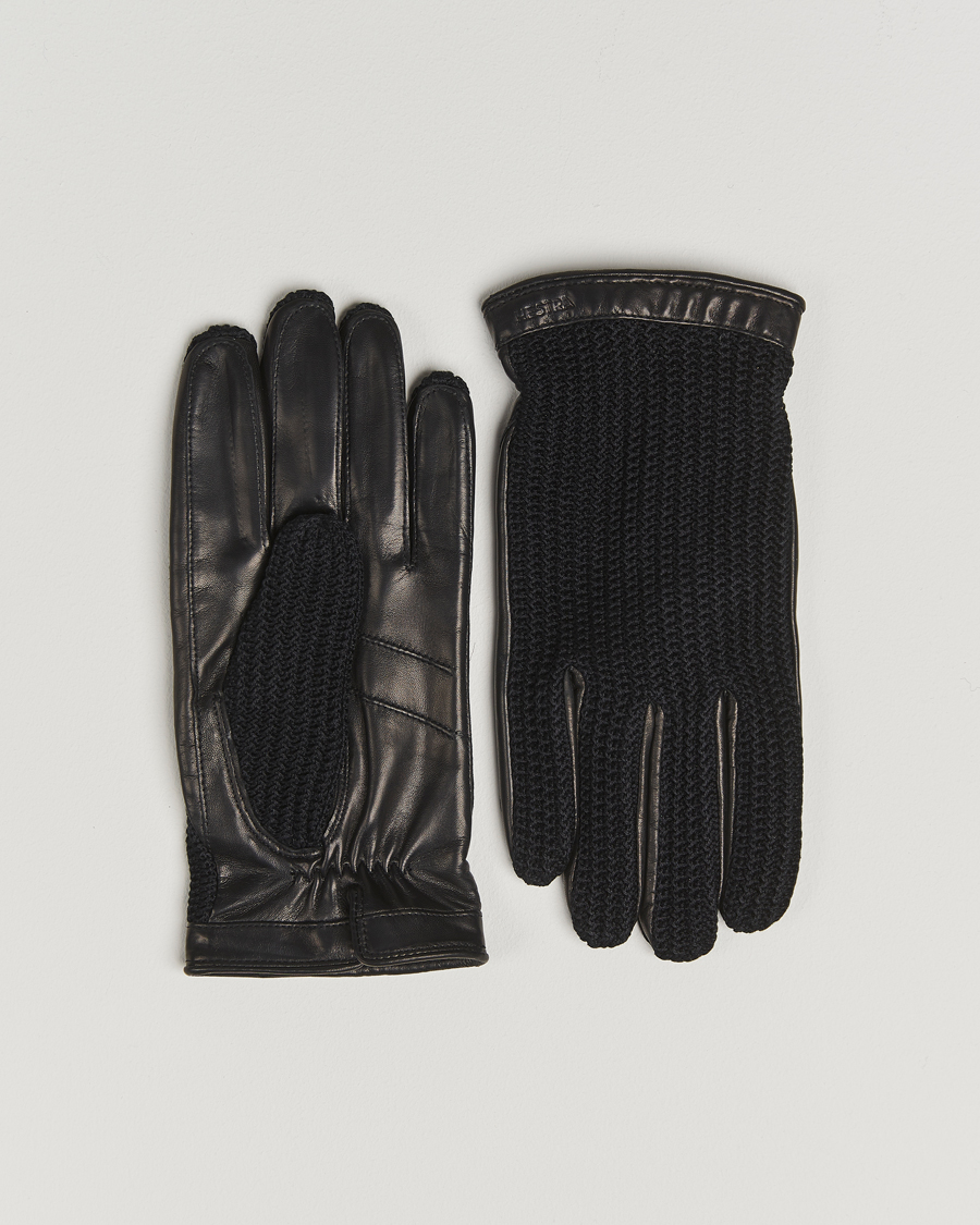 Homme | Hestra Adam Crochet Wool Lined Glove Black | Hestra | Adam Crochet Wool Lined Glove Black