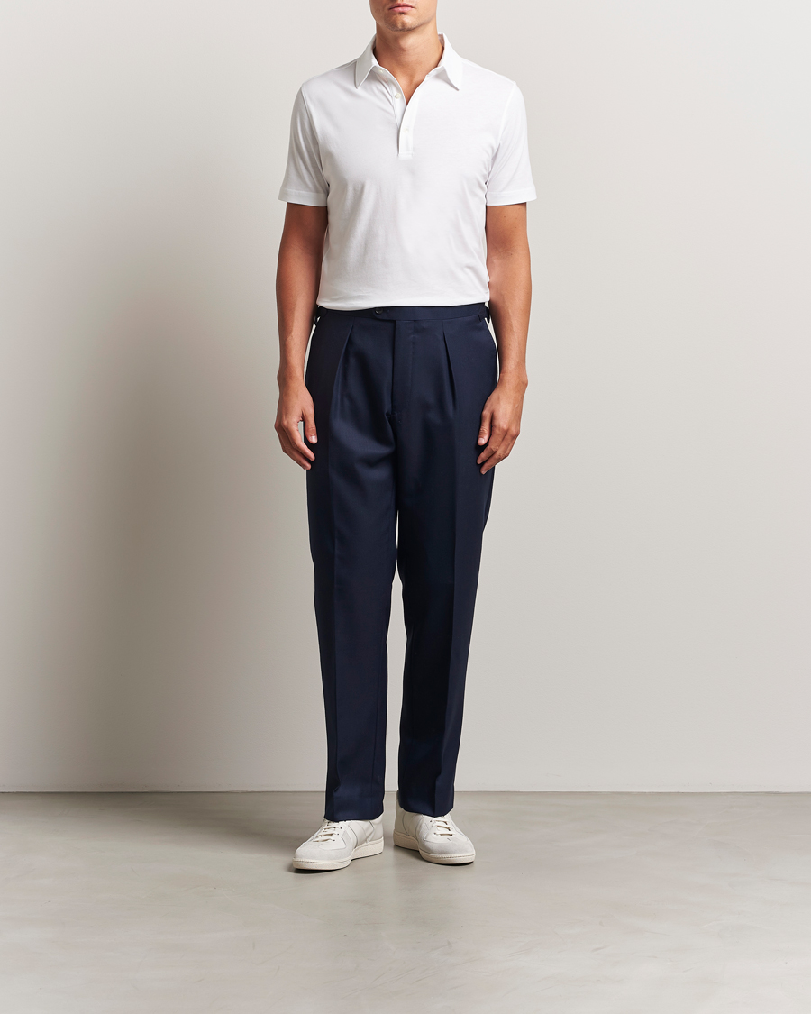 Homme | Polos | Stenströms | Supima Cotton Polo Shirt White