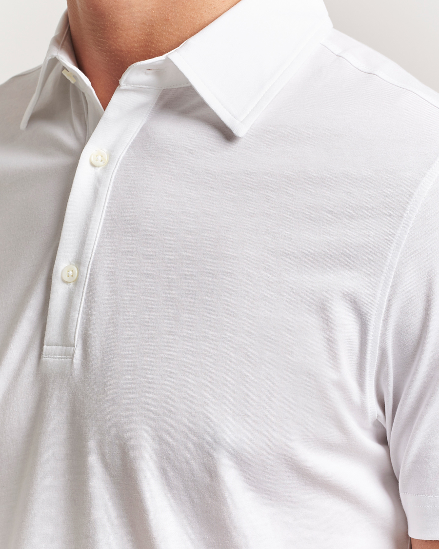 Homme | Polos | Stenströms | Supima Cotton Polo Shirt White