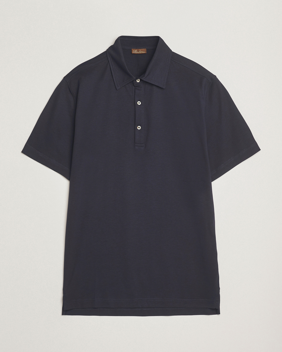 Homme | Polos | Stenströms | Supima Cotton Polo Shirt Navy