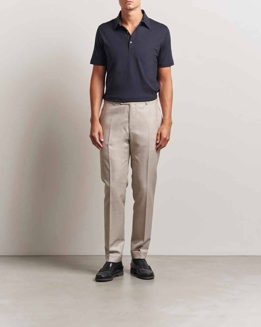 Homme | Polos | Stenströms | Supima Cotton Polo Shirt Navy
