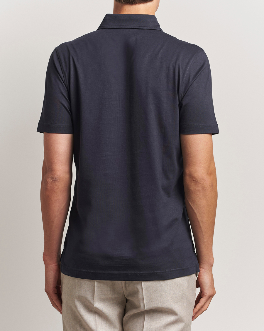 Homme | Polos | Stenströms | Supima Cotton Polo Shirt Navy