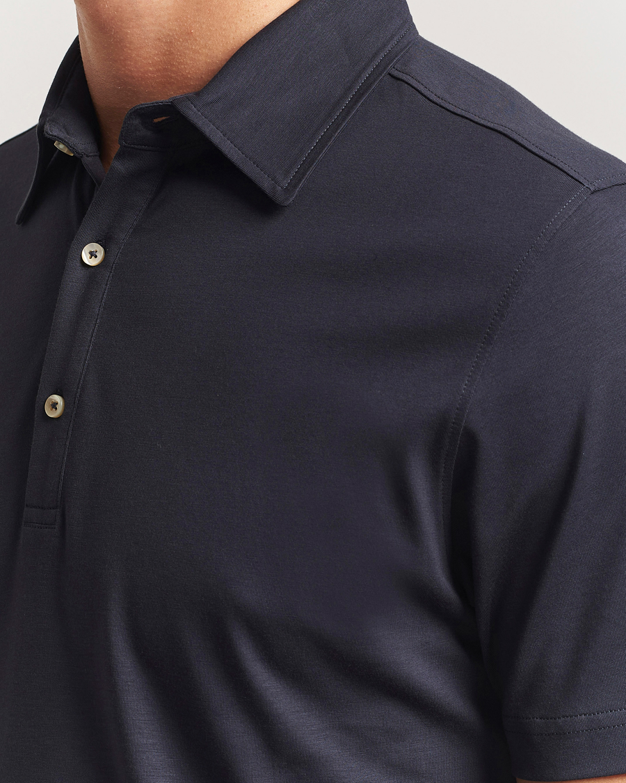 Homme | Polos | Stenströms | Supima Cotton Polo Shirt Navy