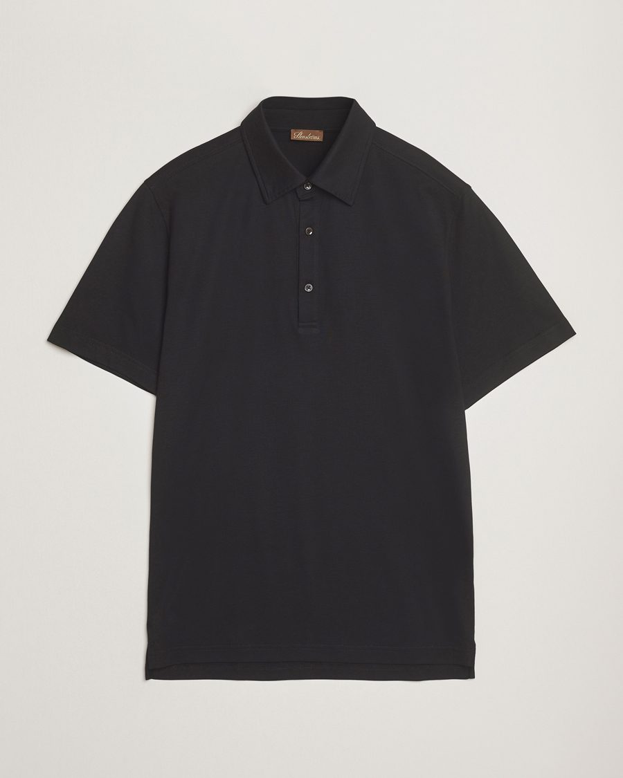 Homme | Polos | Stenströms | Supima Cotton Polo Shirt Black