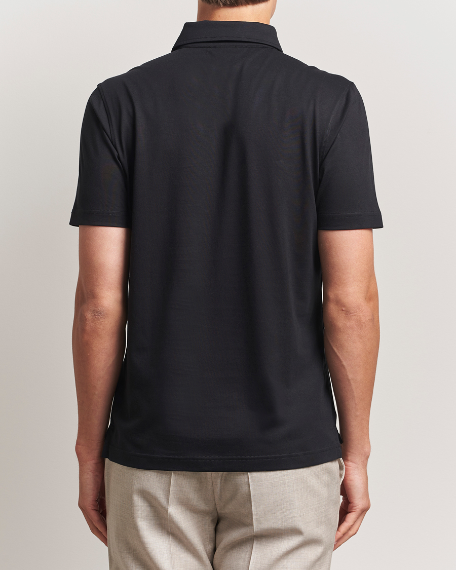 Homme | Polos | Stenströms | Supima Cotton Polo Shirt Black