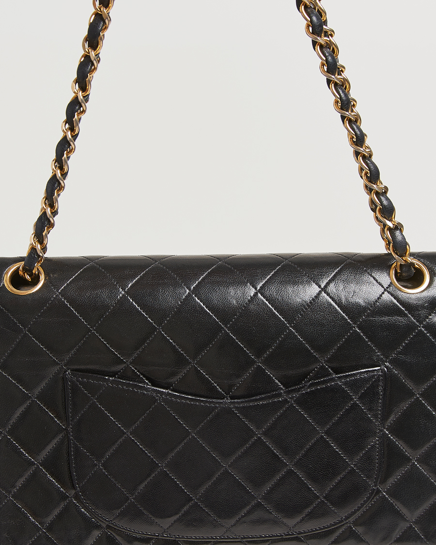 Homme | Chanel Pre-Owned Classic Double Flap Medium Lambskin Black | Chanel Pre-Owned | Classic Double Flap Medium Lambskin Black