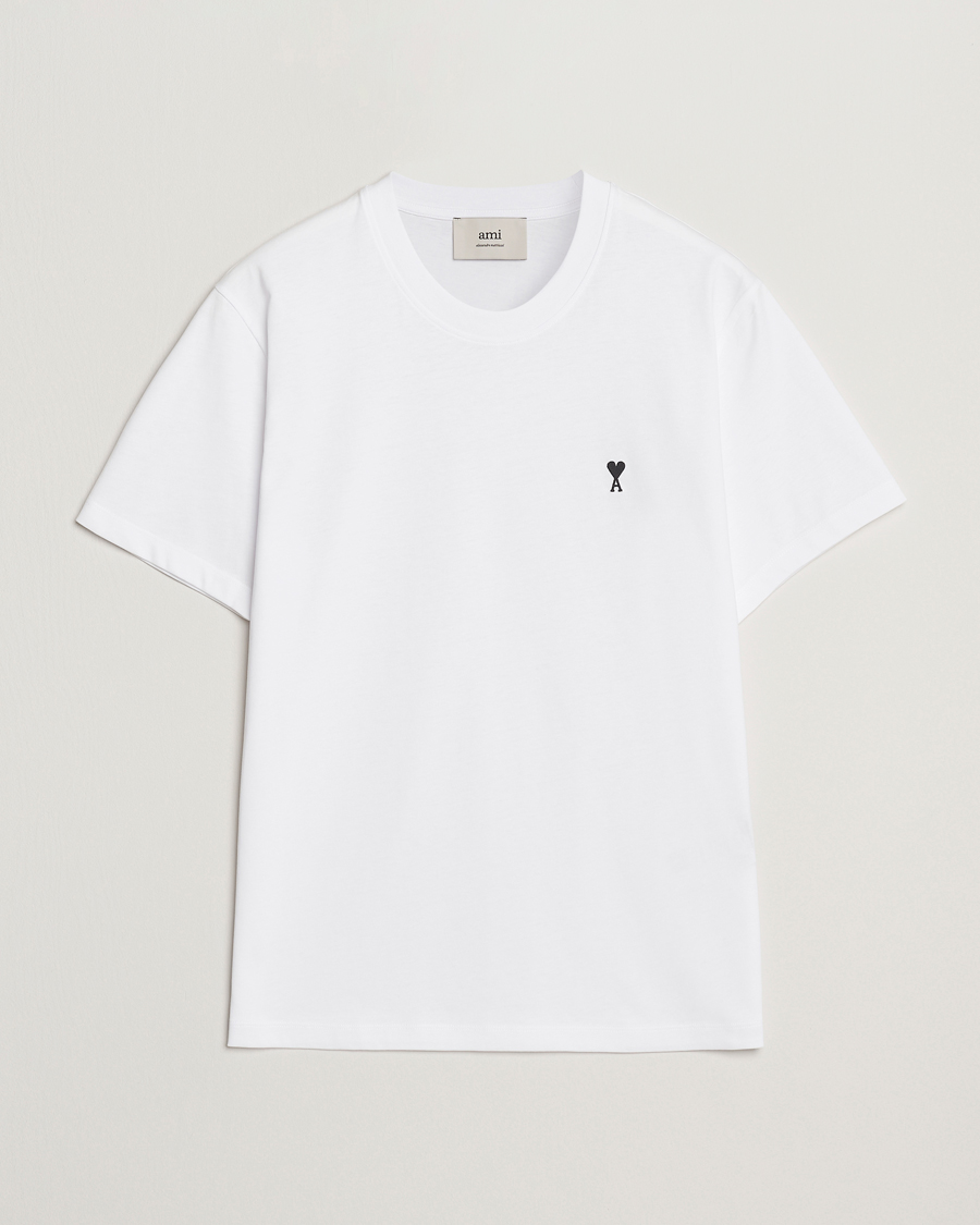 Homme | T-shirts | AMI | Contrast Heart Logo T-Shirt White