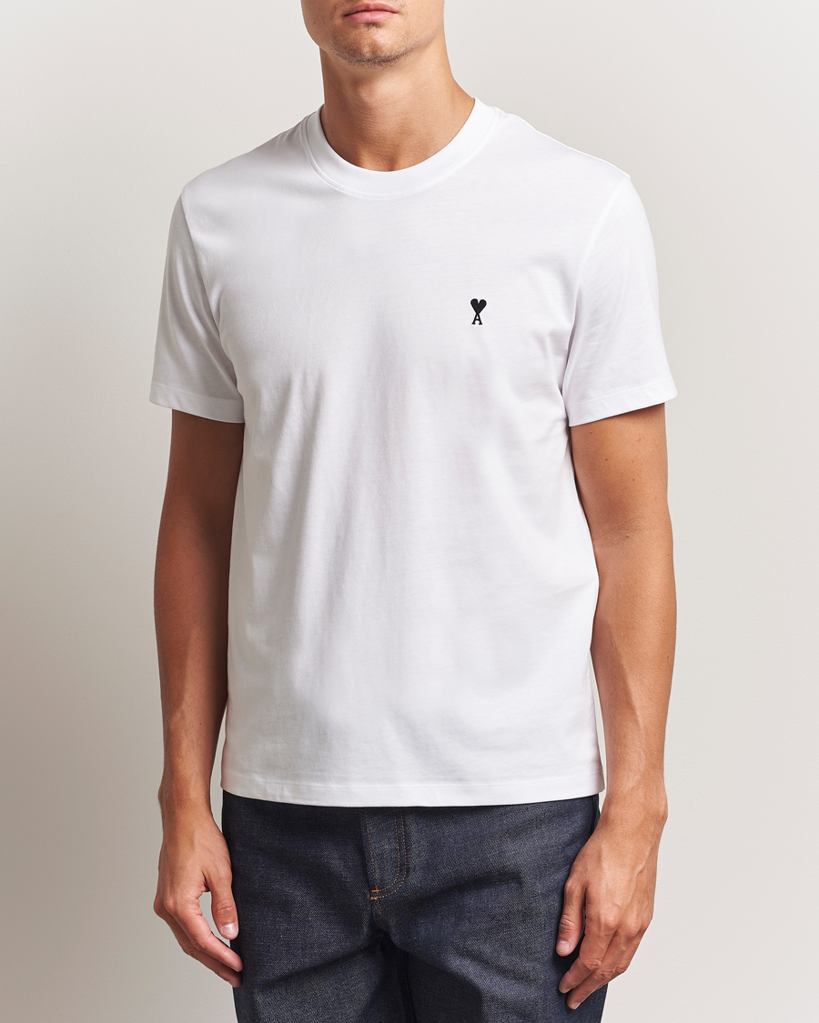Homme | T-shirts | AMI | Contrast Heart Logo T-Shirt White