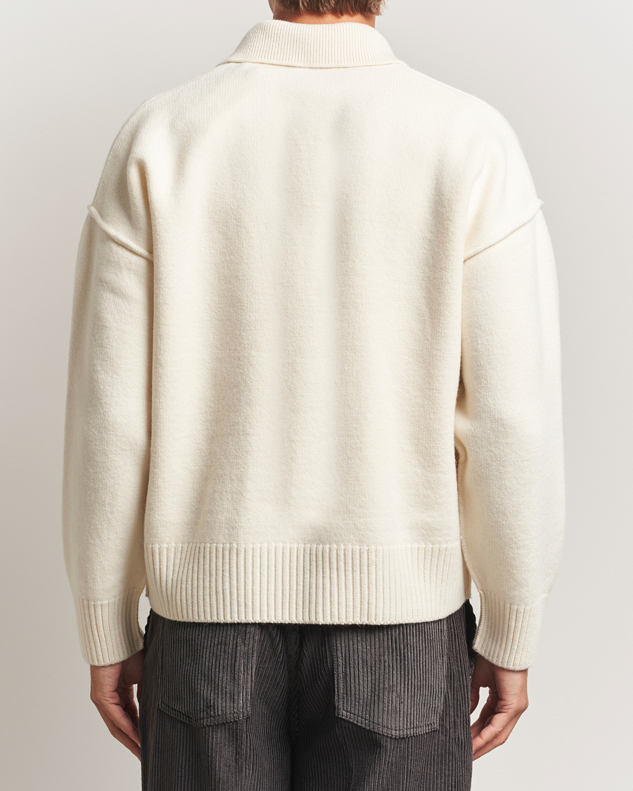 Homme | Pulls Et Tricots | AMI | Big Heart Logo Wool Knitted Polo Ecru