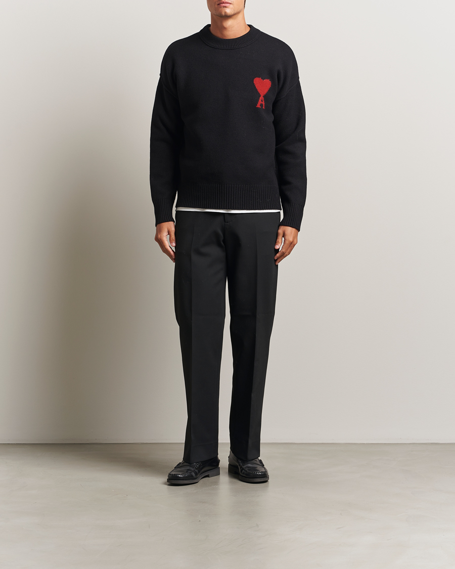Homme | Pulls Et Tricots | AMI | Big Heart Logo Wool Knitted Sweater Black