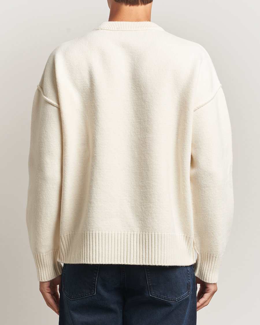 Homme | Pulls Et Tricots | AMI | Big Heart Logo Wool Knitted Sweater Ecru