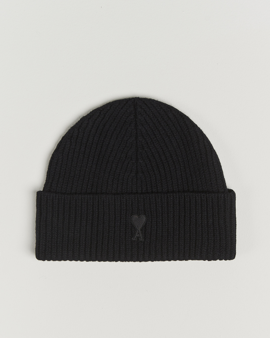 Homme | AMI Heart Logo Beanie Black | AMI | Heart Logo Beanie Black