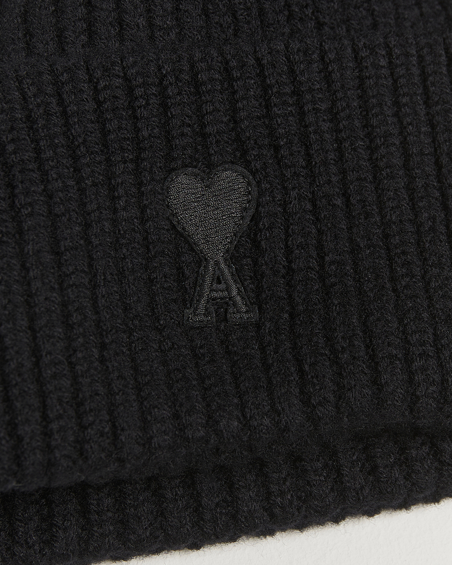 Homme | AMI Heart Logo Beanie Black | AMI | Heart Logo Beanie Black