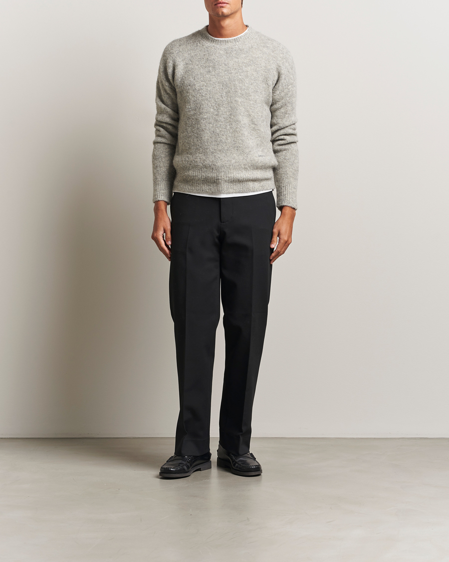 Homme | Pulls Et Tricots | AMI | Signature Alpaca Knitted Sweater Light Grey Melange