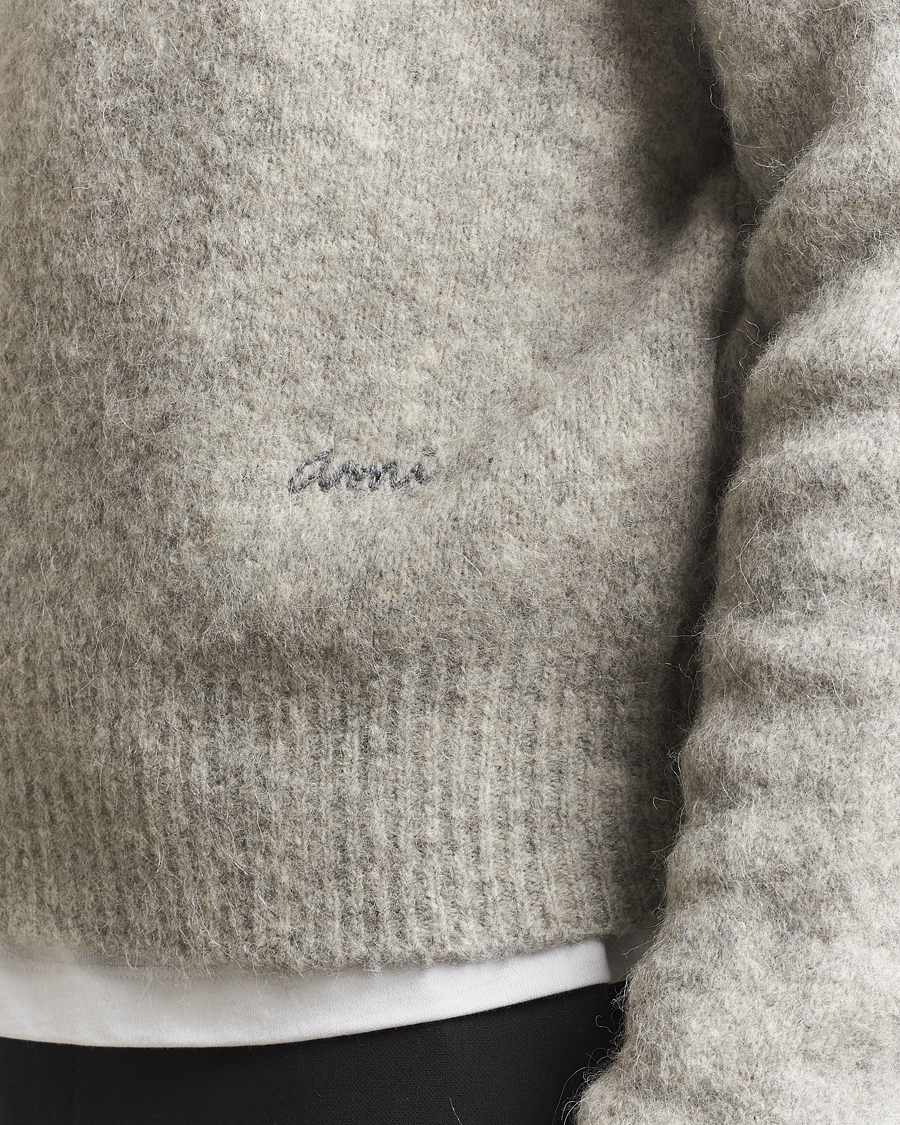 Homme | Pulls Et Tricots | AMI | Signature Alpaca Knitted Sweater Light Grey Melange