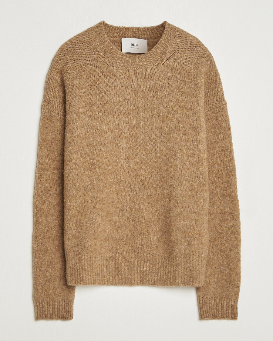 Homme | Pulls Et Tricots | AMI | Signature Alpaca Knitted Sweater Camel