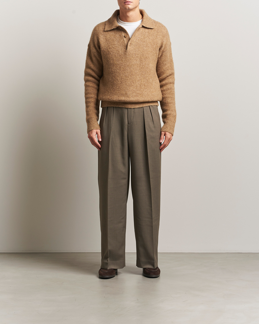 Homme | Pulls Et Tricots | AMI | Signature Alpaca Knitted Polo Camel